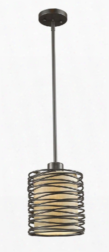 Zinnia 2009mp-brz 6" 1 Light Mini Pendant Contemporary Organic Whimsical Rustichaev Steel Frame With Bronze Finish In Flax