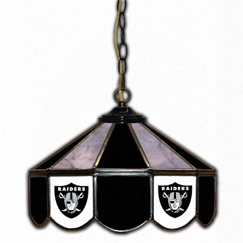 133-1010 Oakland Raiders 14" Stained Glass Pub