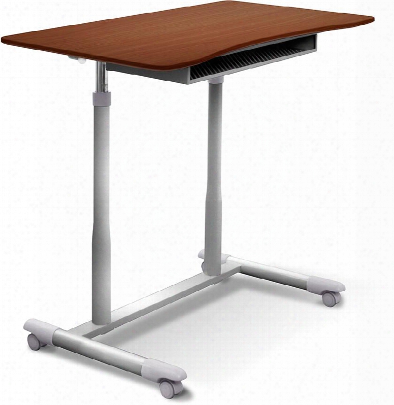 200 Collection 205-ch 30.5" - 42.5" Mobile Stand Up Desk With Adjustable Height Wire Storage Shelf Lacquered Steel Base Vacuumed Sealed Mdf And Ergonomic