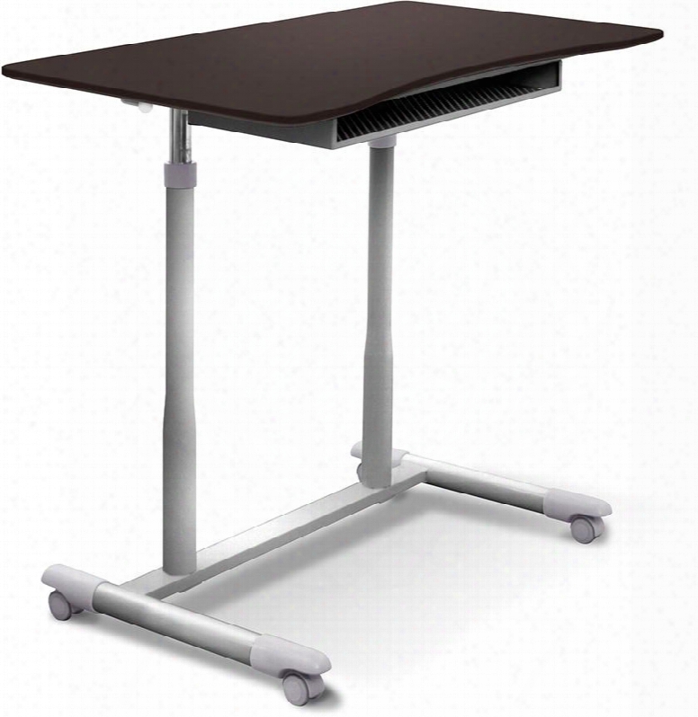 200 Collection 205-esp 30.5" - 42.5" Mobile Stand Up Desk With Adjustable Height Wire Storage Shelf Lacquered Steel Base Vacuumed Sealed Mdf And Ergonomic