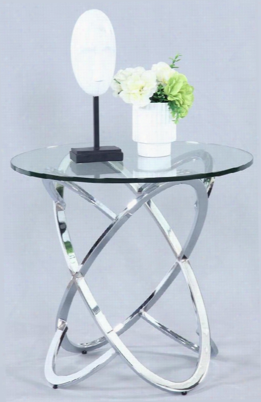 4036-lt 24" Lamp Table With 12mm Clear Tempered Glass Top And Chrome Pedestal