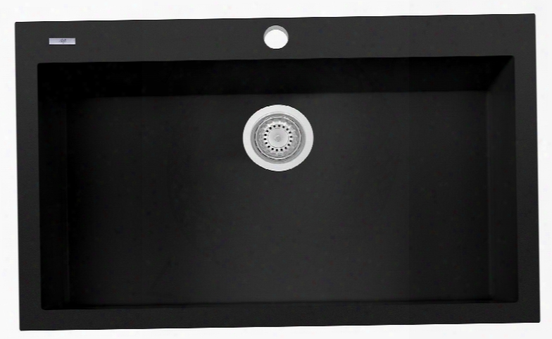 Ab3322di-bla 33" Single Bowl Kitchen Sink With Granite Composite Drop-in Installation Hardwrae And One Pre-drilled Faucet Hole In Center In