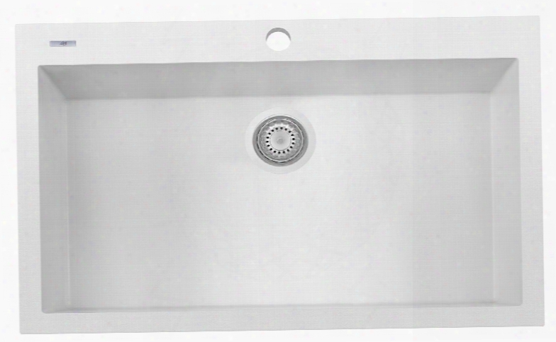 Ab3322di-w 33" Single Bowl Kitchen Sink With Granite Composite Drop-in Installation Hardware And One Pre-drilled Faucet Hole In Center In