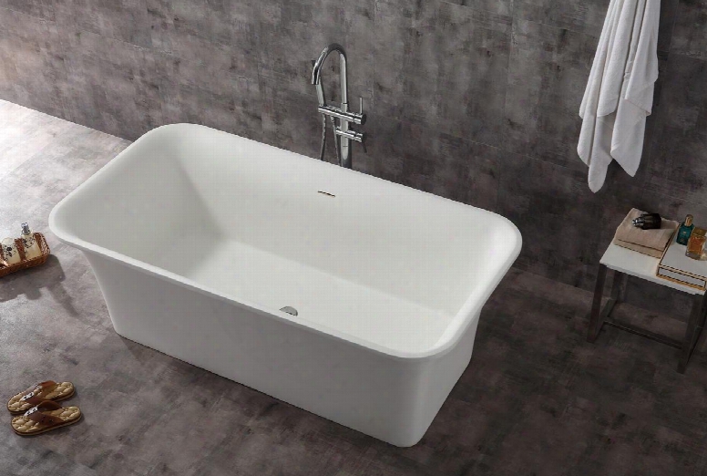 Ab9942 67" Rectangular Soaking Bathtub With Resin Built In Overflow Durable Surface And Concealed Matte Matching Pop-up Drain In Matte