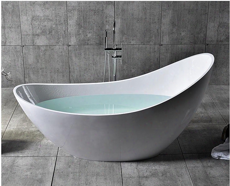 Ab9951 74" Soaking Slipper Bathtub With Resin Built In Overflow Durable Surface And Concealed Matte Matching Pop-up Drain In Matte