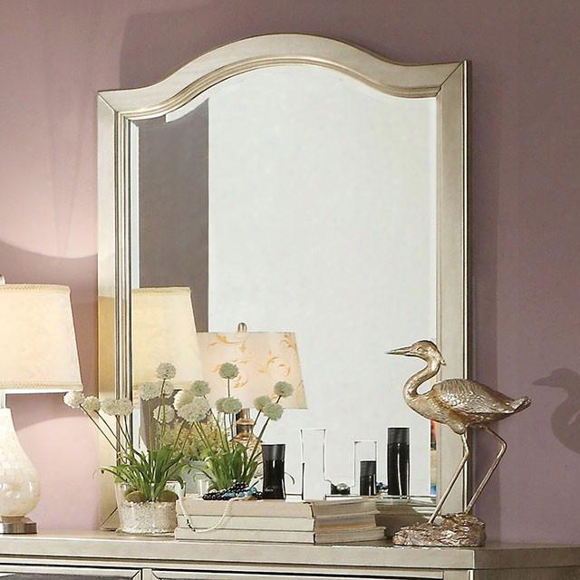 Adeline Collection Cm7282m 32" X 42q&uot; Mirror With Beveled Edge Solid Forest And Wood Veneers Construction In Silver