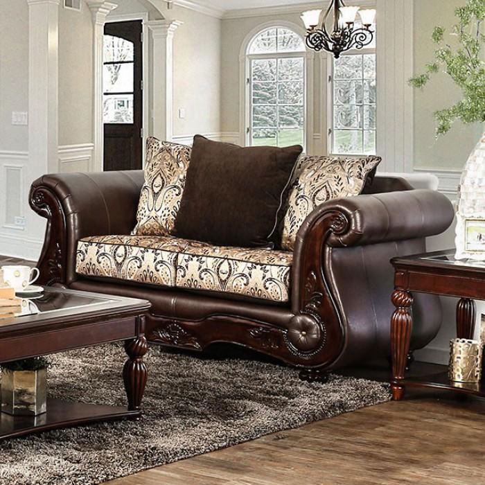 Alessio Collection Sm6406-lv 73" Love Seat With Chenille Fabric Cushions Loose Back Pillows And Rolled Arms In