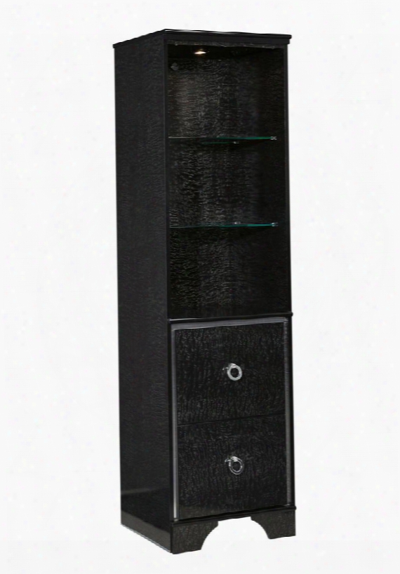 Amrothi Collection W257-24 72" Pier Cabinet With Glossy Finish Lighting And Glass Shelves In