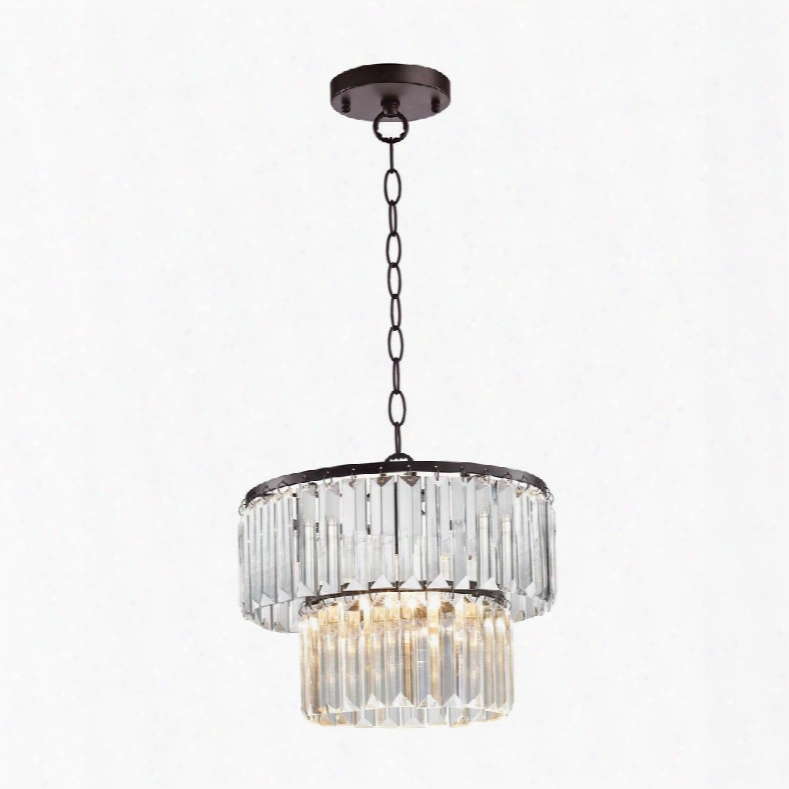 Antoinette Collection D3015 12" Ceiling Pendant With 1 Light Bulb E26 Bulb Type Ul Listed Crystal Shade And Metal Construction In Bronze And Clear