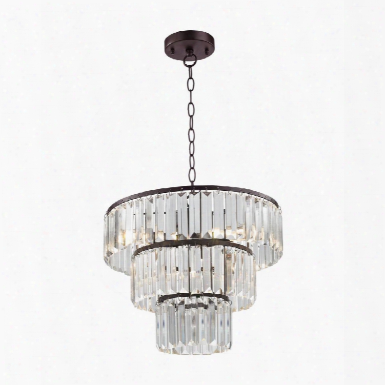 Antoinette Collection D3016 15" Ceiling Pendant With 4 Light Bulbs E12 Bulb Type Ul Listed Crystal Shade And Metal Constructtion In Bronze And Clear