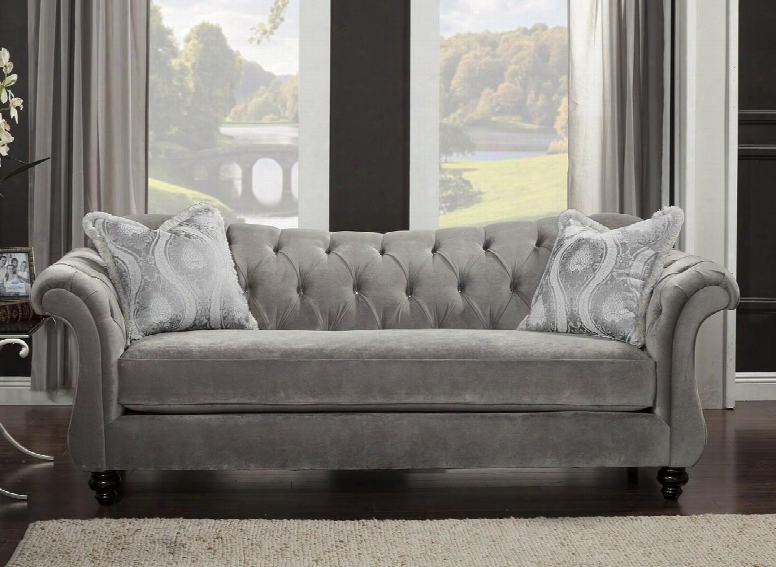 Antoinette Collection Sm2225-sf 96" Sofa With Rolled Arms Reverse Camelback Design And Deep Tufting In Dolphin