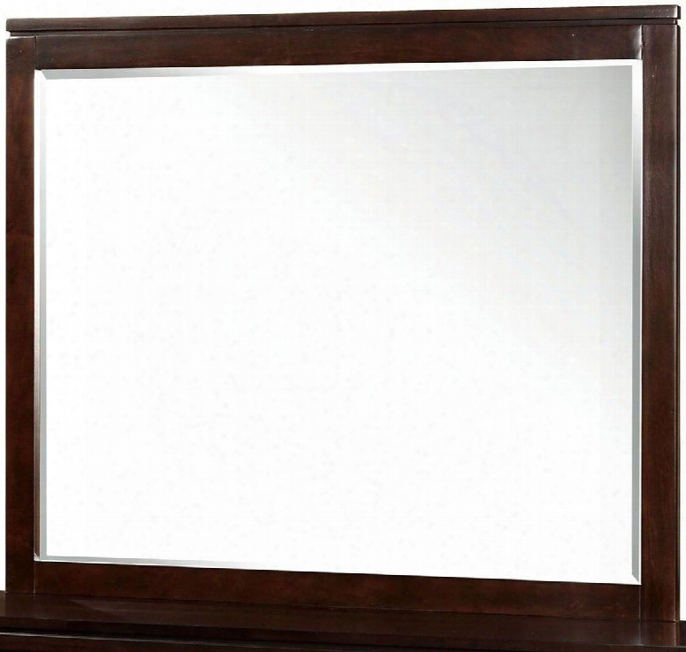 Balfour Collection Cm7385m 48" X 40" Mirror With Beveled Edges Rectangle Shape Solid Wood And Wood Veneers Frame Construction In Brown Cherry