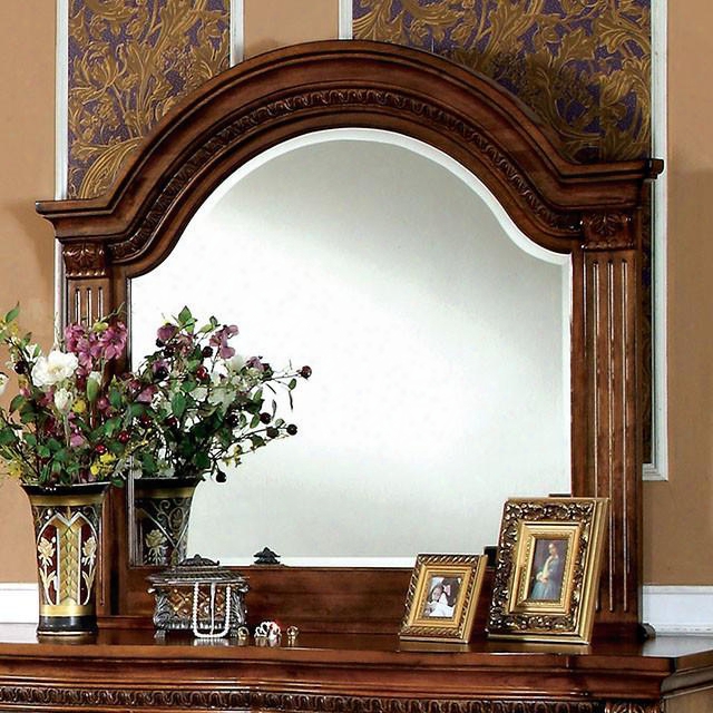 Belalgrand Collection Cm7738m 53" X 40" Mirror With Beveled Edges Solid Wood And Wood Veneers Frame Construction In Antique Tobacco Oak