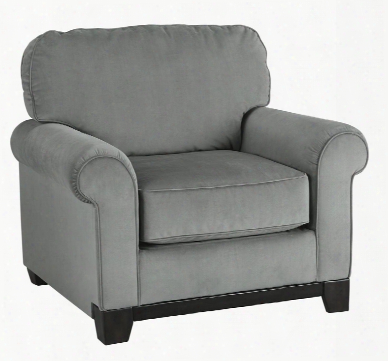 Benld Collection 8450120 43" Chair With Velvet Upholstery Rolled Arms And Tapered Legs In