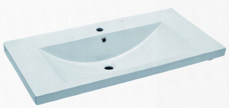 Bh002 40" Ceramic Rectangular Drop In Sink With Porcelain And 1 3/8 Diameter Predrilled Hole In