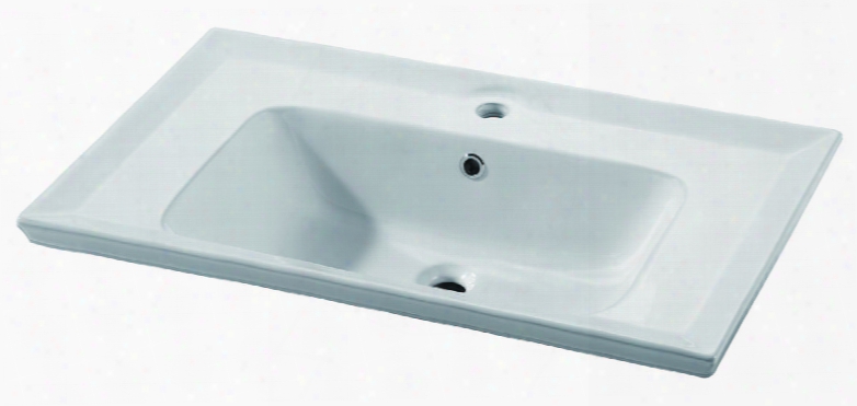 Bh003 32" Ceramic Rectangular Drop In Sink With Porcelain And 1 3/8 Diameter Predrilled Hole In