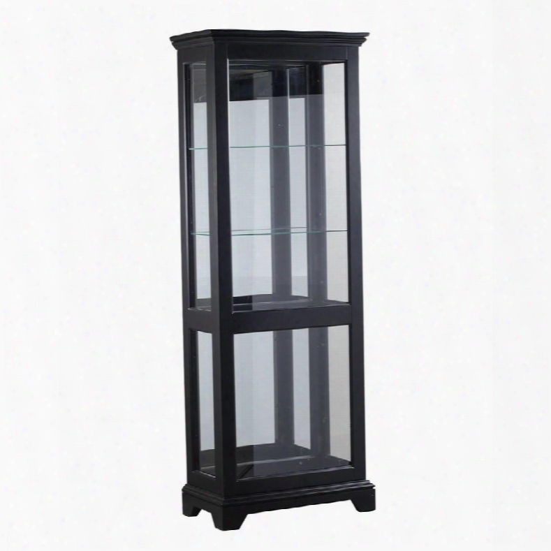 Blackledge Collection 15a7051 29" Large Curio With Two Glass Shelves Decorative Molding Lighting And Mirrored Back In