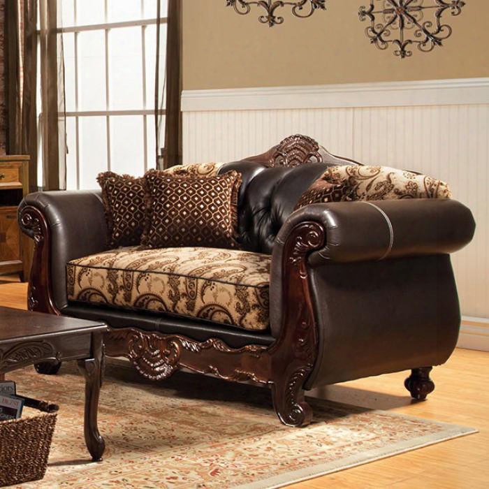 Bonaparte Collection Sm6108n-lv 72" Loveseat With Two-tone Back Rolled Arms And Intricate Wood Trim In Beige And