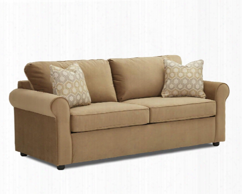 Brighton Collection 24900-iqsl-tcdm 82" Innerspring Sleeper Sofa With Tight Back Rolled Arms And Two Pillows In Tina