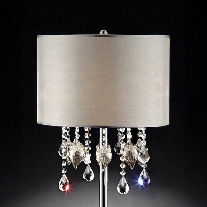 Calypso L95125t Table Lamp With Metal Base Crystal And Glass Peach Design Shade Size: 15" X 15" X 10" Max Watt: 40 W Each In