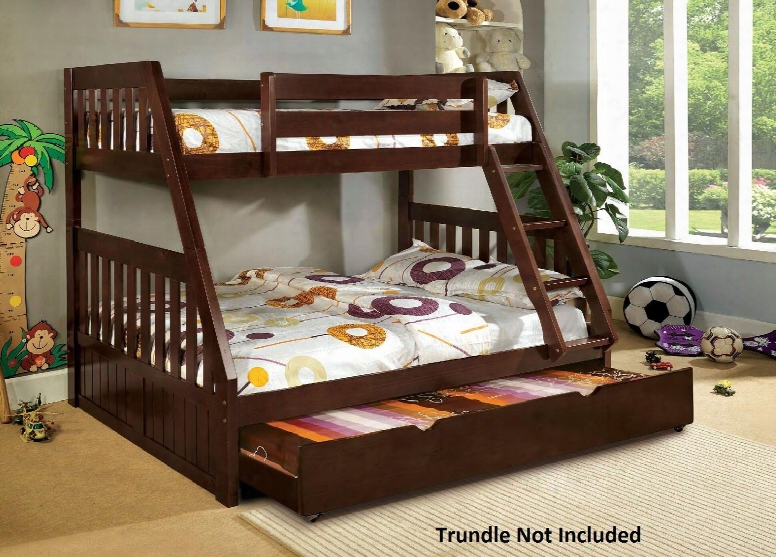 Canberra Collection Cm-bk605ex-bed Twin Over Full Size Berth Bed With Angled Fixed Ladder 13 Pc Slats Top/bottom Solid Woo D And Wood Veneers Construction In