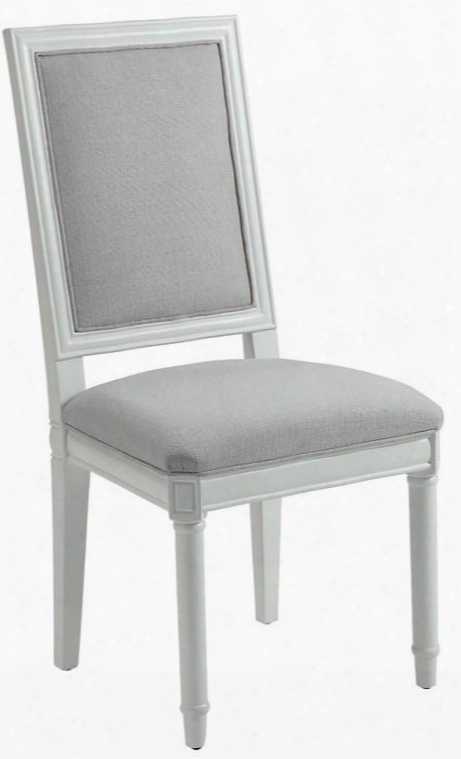 Caprice Collection 180242 41" Side Chair With Dove Grey Fabric Upholstery Tapered Legs And French-styled Wood Frame In White