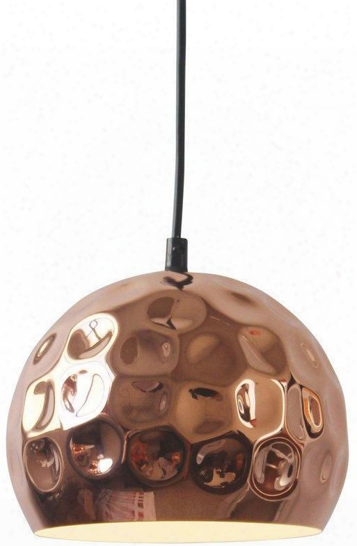 Capwell Collection Ls-c151 8" X 6" Pendant Lamp With Black Cord Circle Shade Led Light Compatible And Iron Construction In Copper