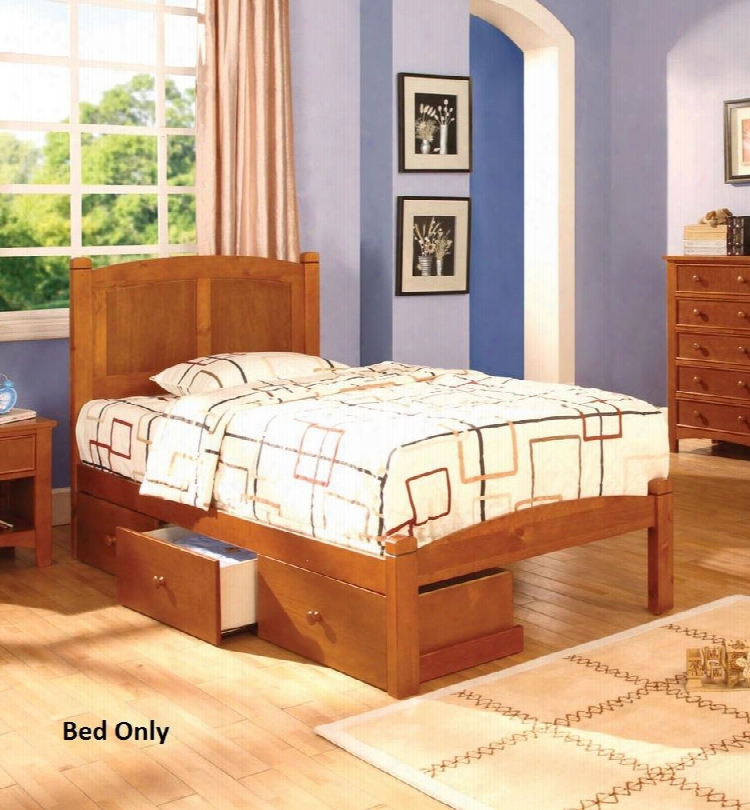 Cara Collection Cm7903oak-t-bed Twin Size Platform Bed With Slat Kit Included Paneled Headboard Solid Wood And Wood Veneers Construction In Oak