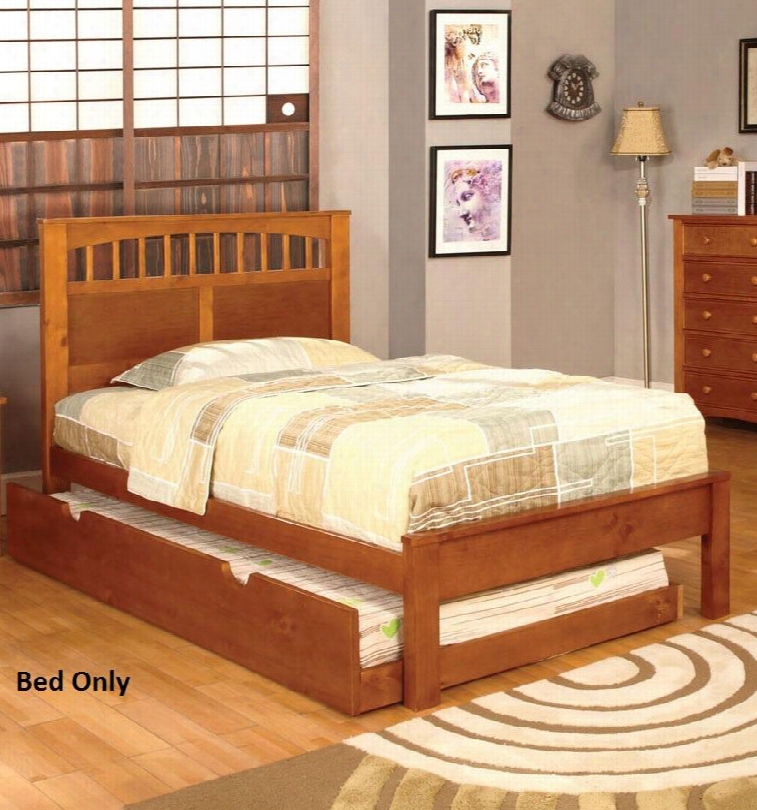 Carus Collection Cm7904oak-t-bed Twin Size Platform Bed With Slat Kit Included Paneled Headboard Solid Wood And Wood Veneers Construction In Oak