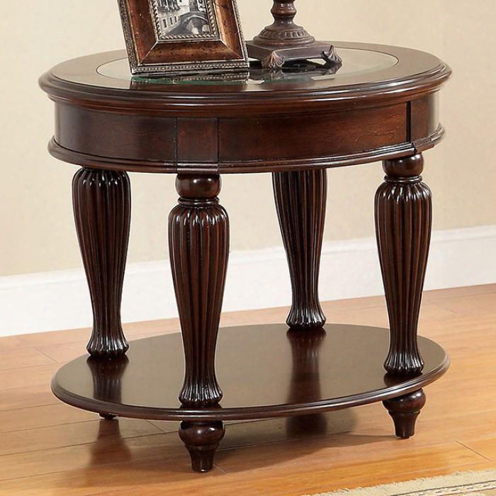 Centinel Collection Cm4642e 28" End Table With 5mm Beveled Tempered Glass Inserts Reeded Turned Legs And Bottom Shelf In Dark