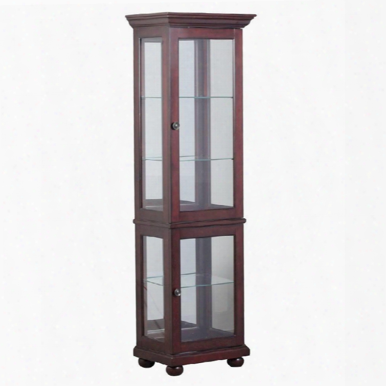 Chadwick Collection 15a7035 22" Small Curio With Mirrored Back Three Glass Shelves Bun Feet And Re Cessed Lighting In