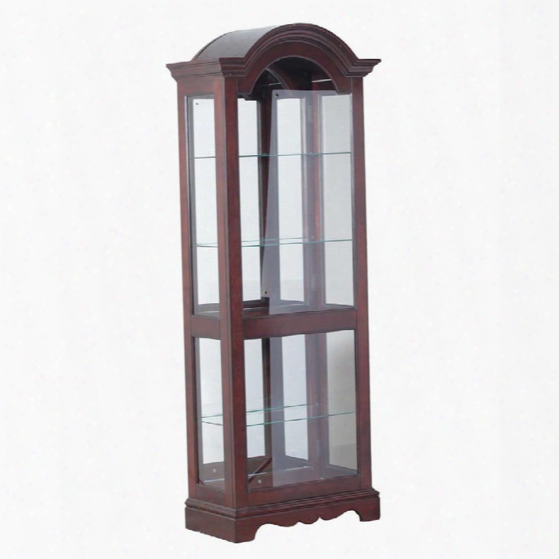 Chadwick Collection 15a7037 30" Large Curio With Arched Top Mirrored Back Three Glass Shelves And Recessed Lighting In