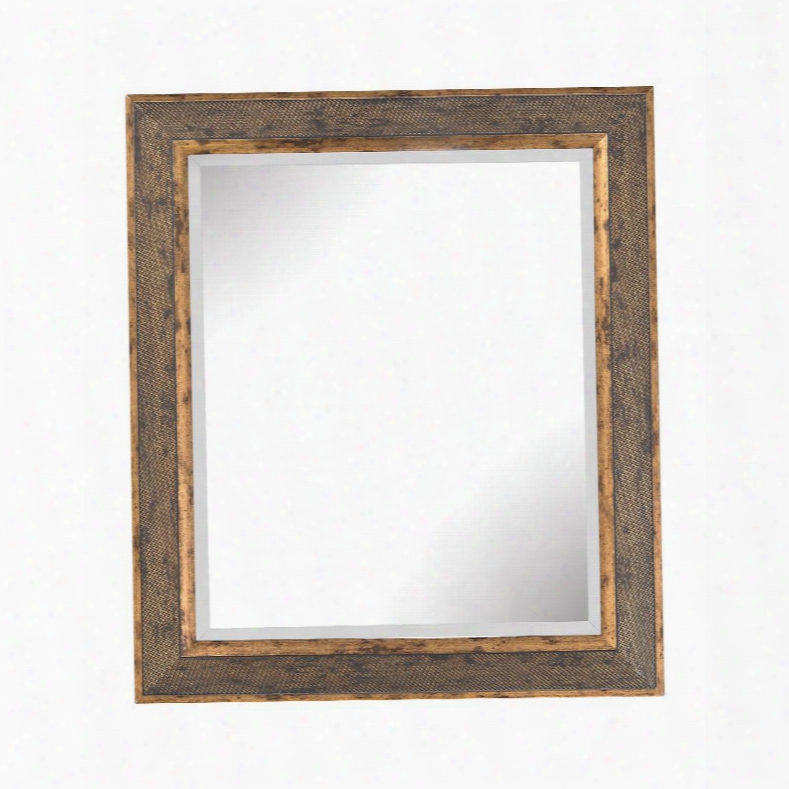 Cognac Collection 6100-022 24" X 31&quto; Wall Mirror With Beveled Edge Distressed Look Rectangular Shape And Composite Frame In Rust And Gold