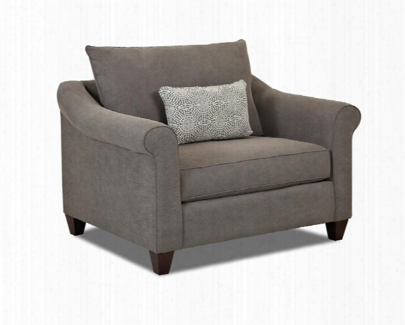 Diego Collection K30300-bc-mc-js 52" Big Chair With Rolled Arms Kidney Pillow Welted Details And Fabric Upholstery In Maze Charcoal And Pillow In Jemma
