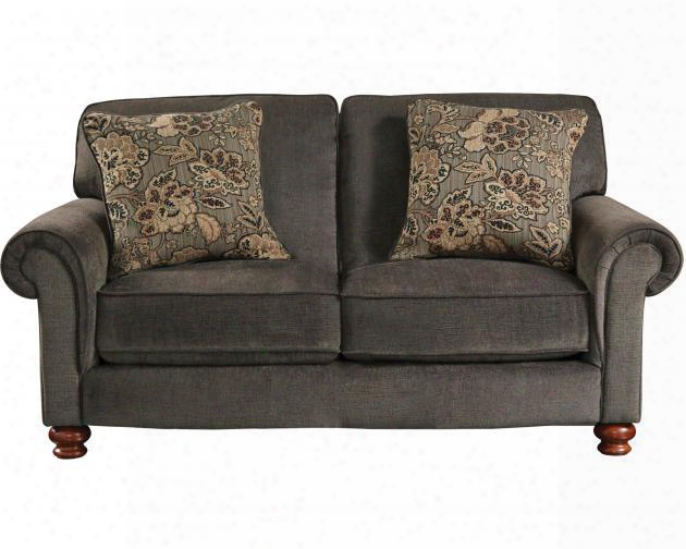 Downing Collection 4384-02 2906-88/2908-46 74" Loveseat With Rolled Arms Turned Bun Feet And Reversible Seat Cushions In