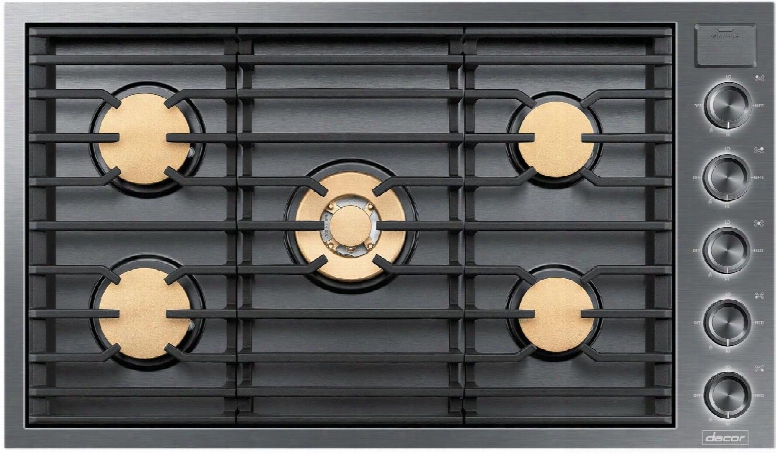 Dtg36m955fs 36" Modernist Series Built In Gas Cooktop With Automatic Burner Reignition 5 Dual-stack Sealed Brass Burners  Dishwasher Safe Illumina Knobs