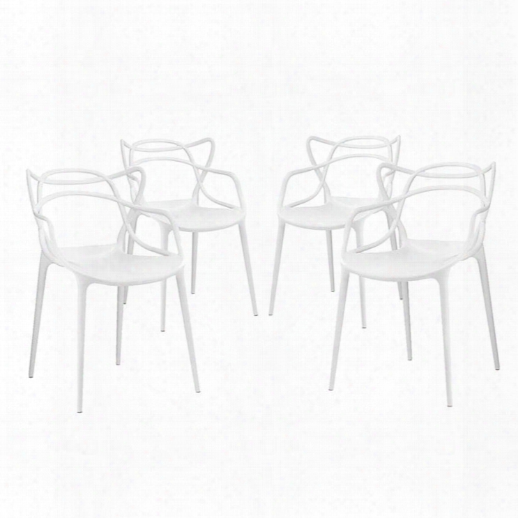 Eei-2348-whi-set Entangled Dining Set Set Of 4 In