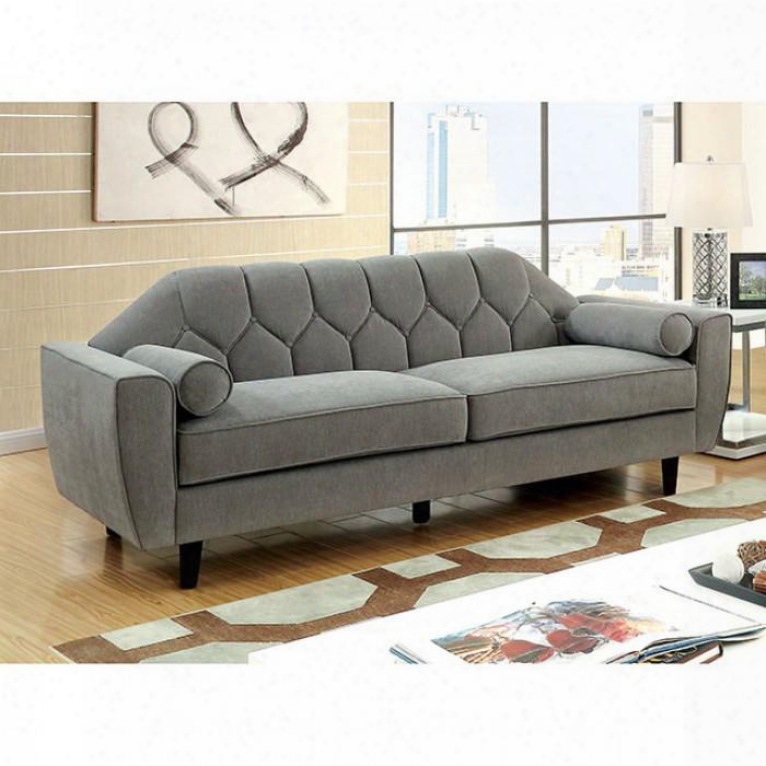 Ester Collection Cm6852-sf 81" Sofa With Unique Tufted Design Wooden Tapering Legs And 2 Rolled Pillows In