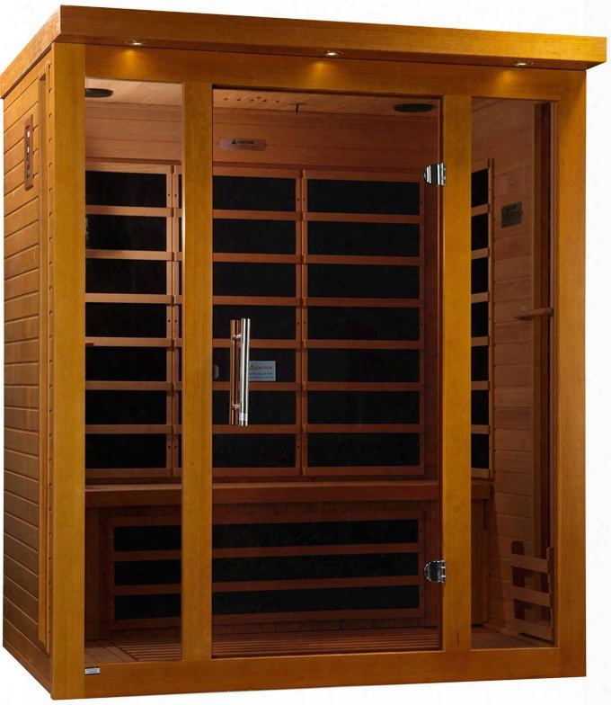 Florence Edition Dyn-6315-01 75" Far Infrared Sauna With 3 Person Capacity 8 Carbon Heating Elements Chromotherapy Lighting And Tempered Glass