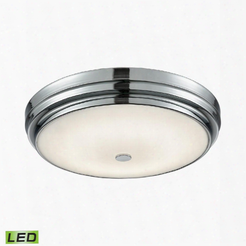 Fml4750-10-15 Garvey Round Led Flushmount In Chrome And Opal Glass -