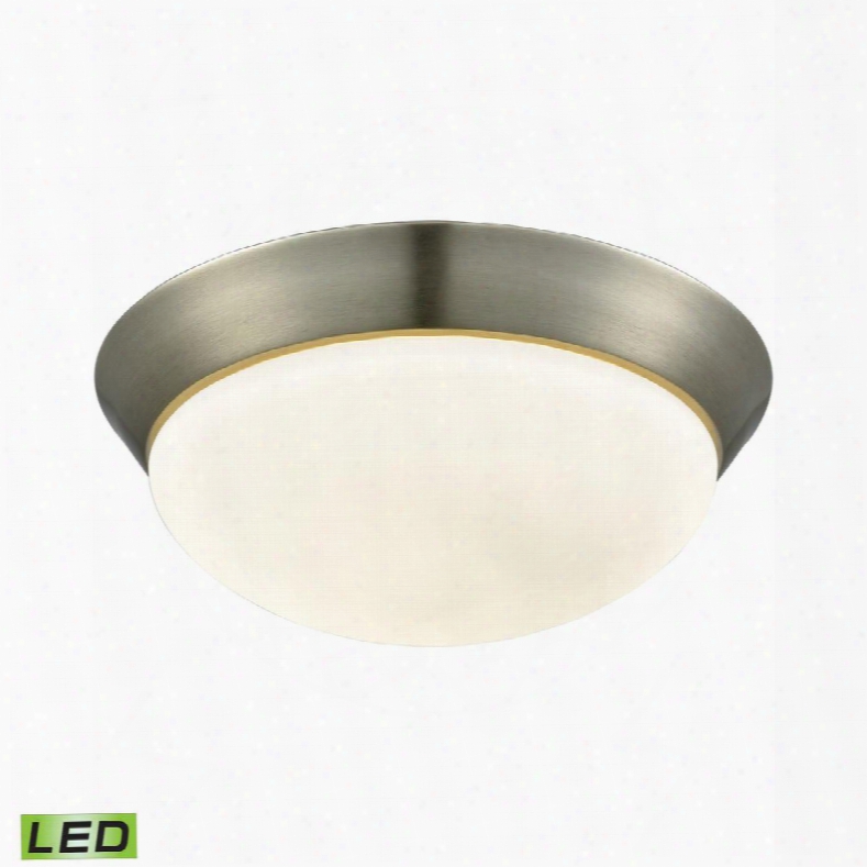 Fml7175-10-16m Contours 1 Light Led Flushmount In Satin Nickel And Opal Glass -