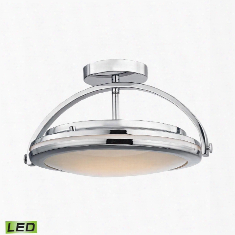 Fml801-pw-15 Quincy 1 Light Led Semi Flush In Chrome And Paint White