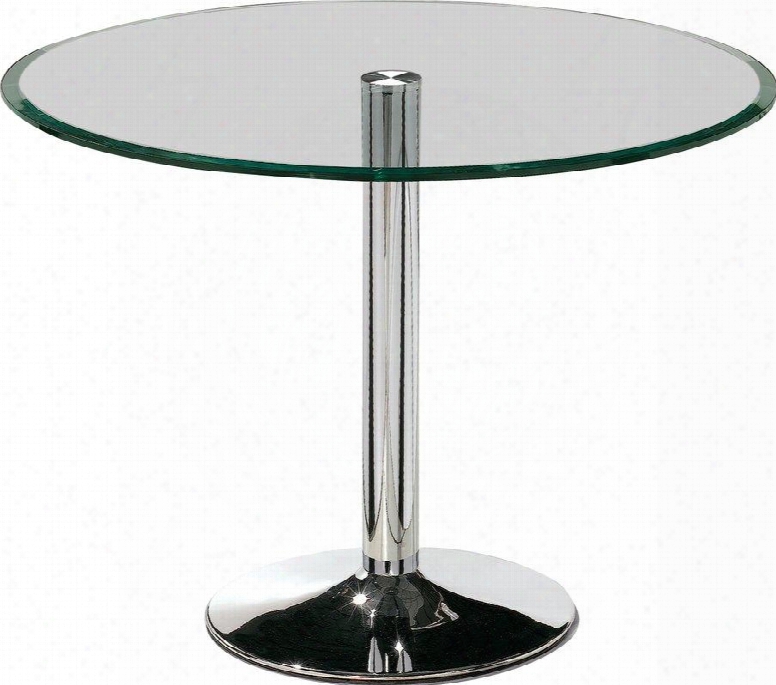 Forte Collection Cb-t016 39" Round Dining Table With Stainless Steel Pedestal Base And Beveled Edge Glass