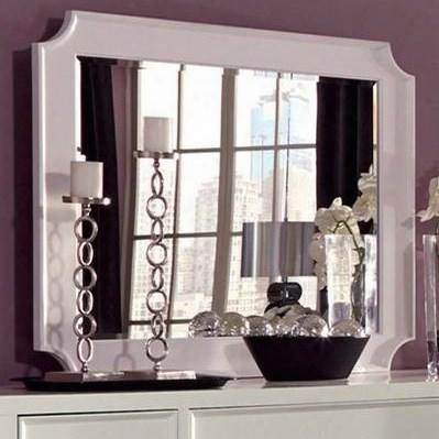 Furiani Collection 203354 45.5" X 37.5" Mirror With Beveled Edges Rectangle Shape And Poplar Wood Construction In White