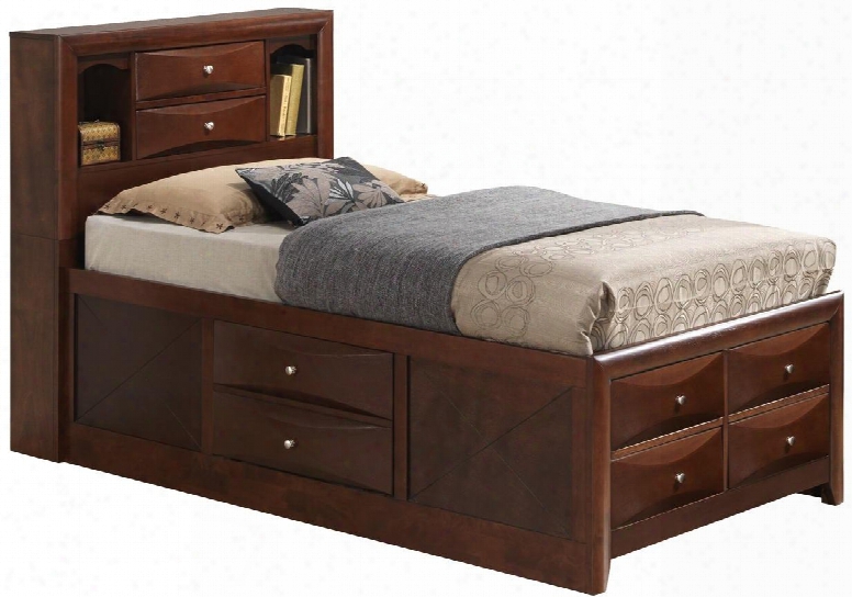 G1550g-tsb3 Twin Size Storage Bed With Beveled Drawer Fronts Dovetailed Drawers Metal Knobs And Wood Veneers Construction In Cherry