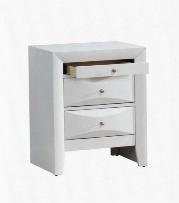 G1570-n 23" Nightstand With 3 Drawers Silver Metal Hardware Beveled Drawer Fronts Dovetailed Drawer And Wood Veneer Construction In White