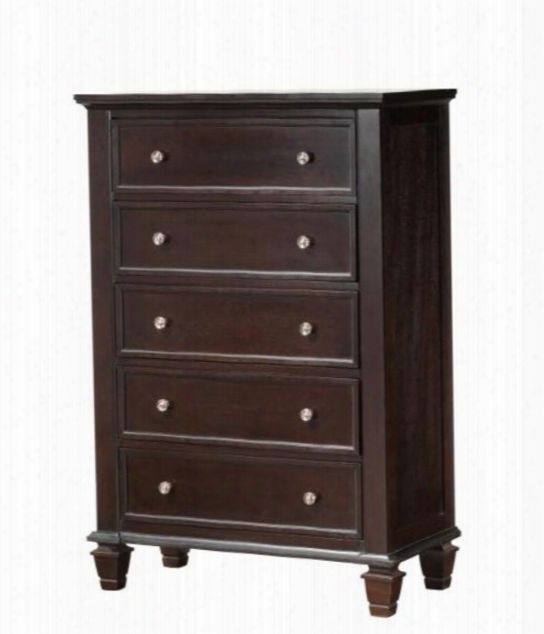 G1700-ch 37" Chest With 5 Full Extension Dovetailed Drawers Metal Hardware Knobs Tapered Legs And Wood Construction In Cappuccino