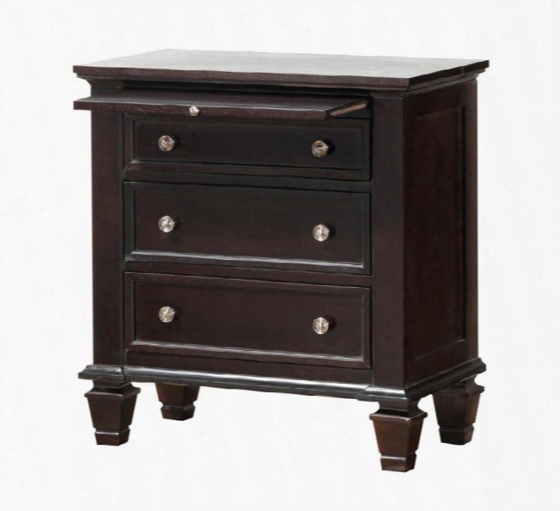 G1700-n 29" Nightstand With 3 Full Extension Dovetailed Drawers Pull Out Tray Metal Hardware And Wood Construction In Cappuccino