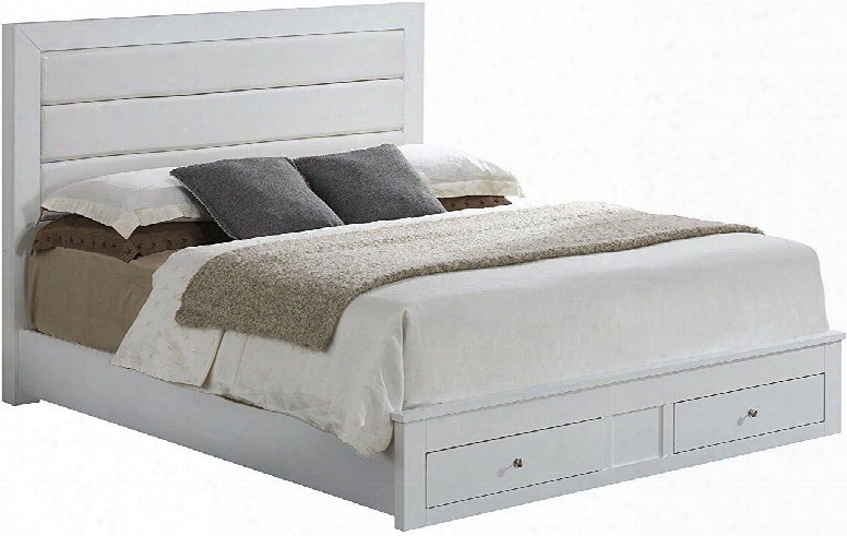 G2400 Collection G2490c-fsb Full Size Storage Bed With 2 Dovetailed Drawers Metal Hardware And Wood Veneer Construction In White