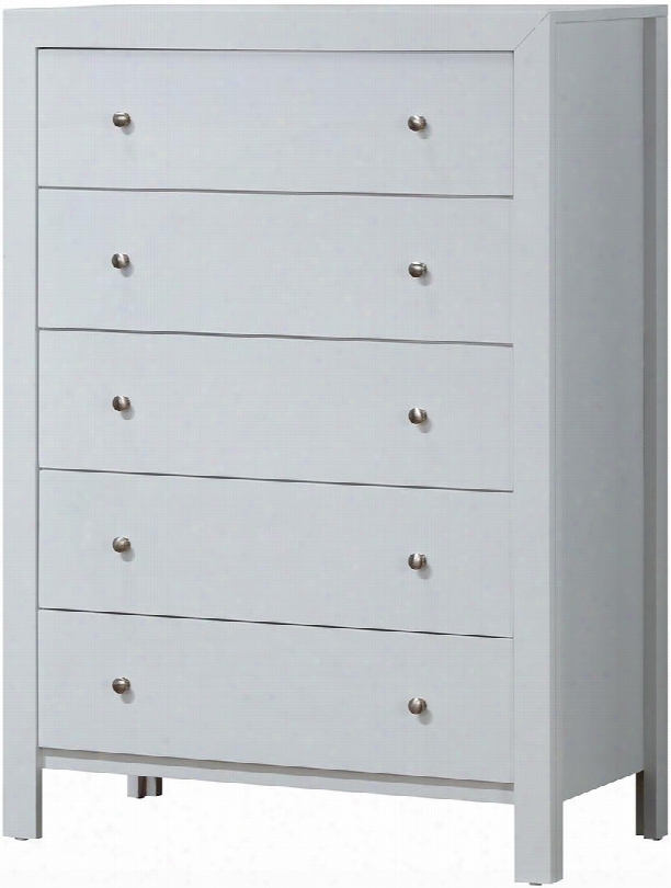 G2490-ch 34" Chest With 5 Dovetailed Drawers Metal Hardware And Wood Veneers Construction In White
